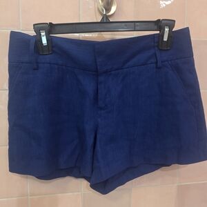 Alice + Olivia Navy Linen Blend Shorts